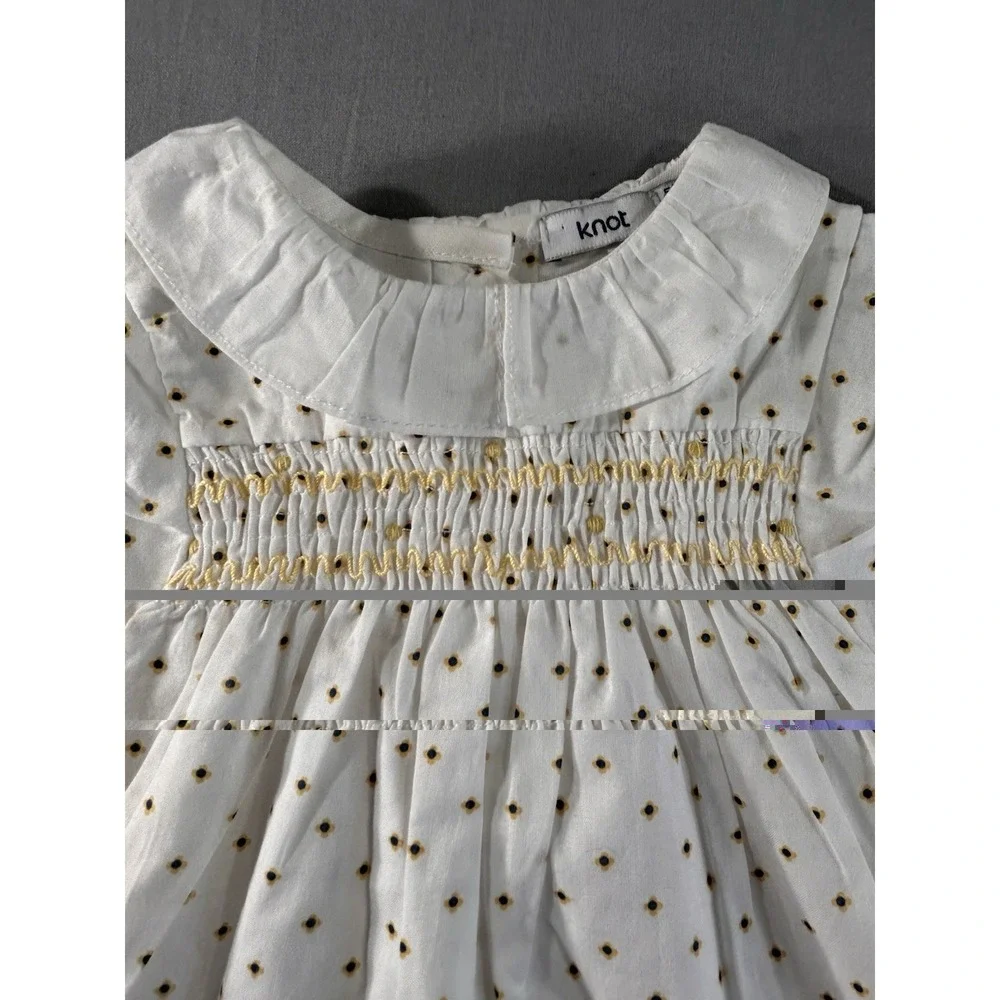 Knot Toddler White‎ Sunflower Dress With Bloomers 9 Month Easter Spring Summer